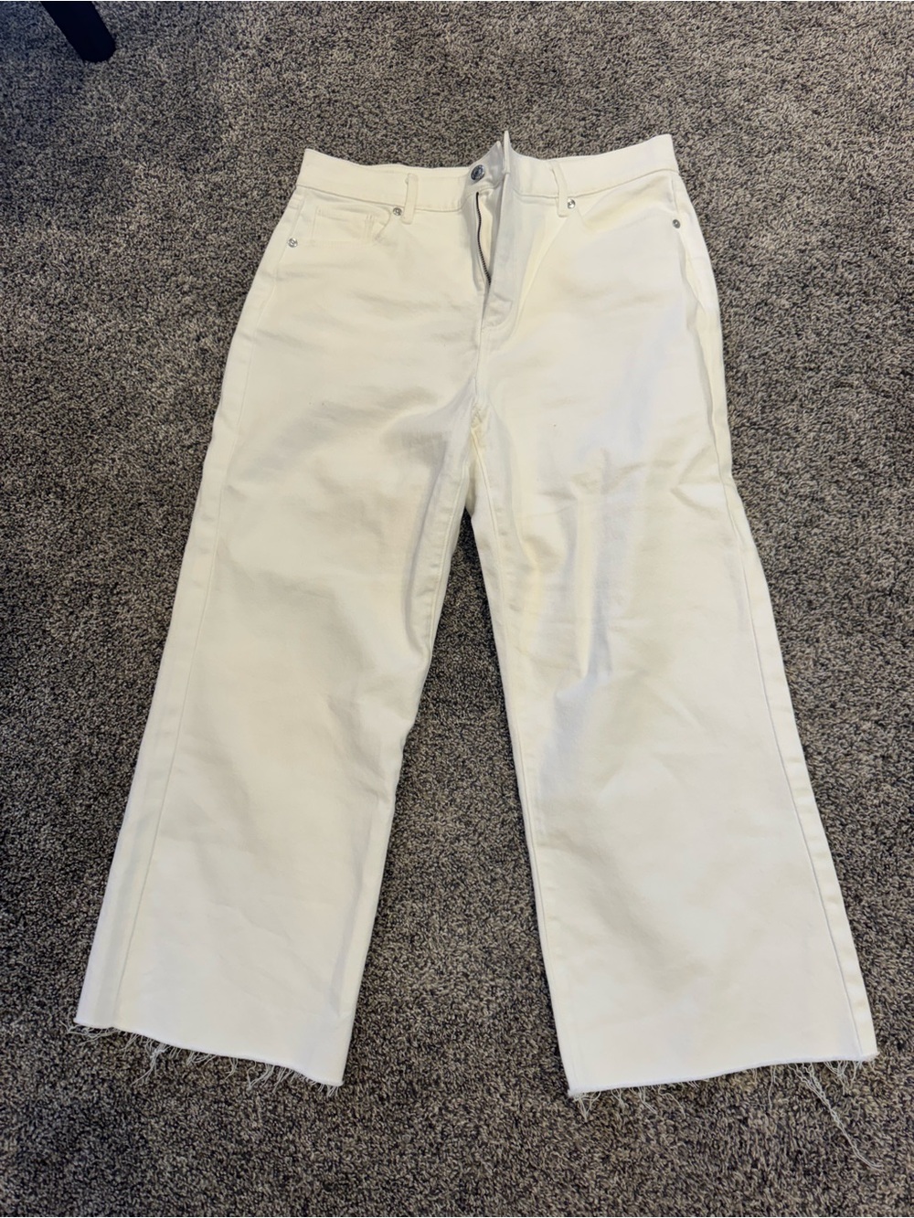LOFT White Cropped Wide-Leg Jeans